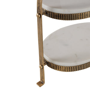 Belvedere Aged Gold Oval Two Tiered Stand - XShowhome Limited - Libra