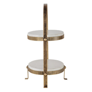 Belvedere Aged Gold Oval Two Tiered Stand - XShowhome Limited - Libra