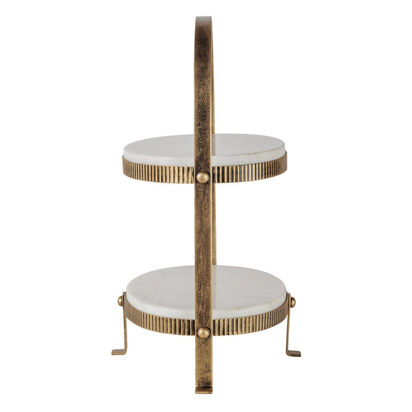 Belvedere Aged Gold Oval Two Tiered Stand - XShowhome Limited - Libra
