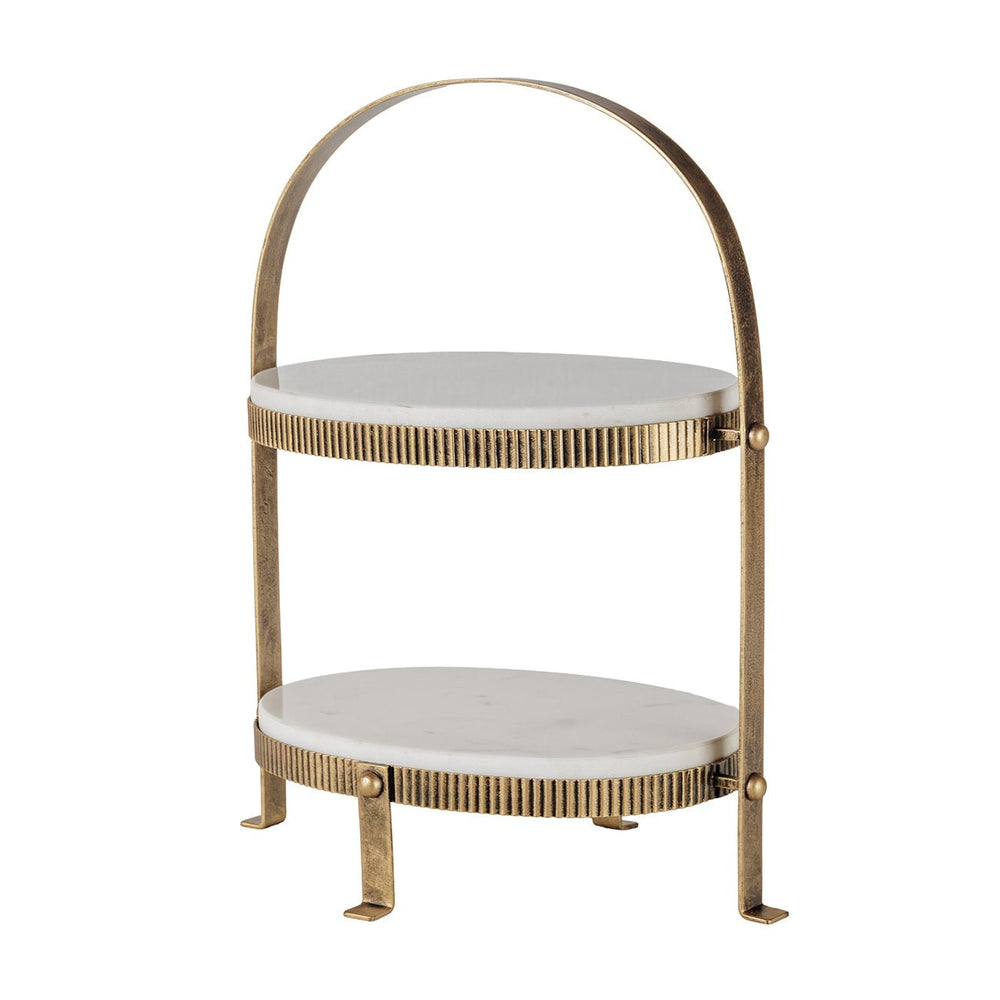 Belvedere Aged Gold Oval Two Tiered Stand - XShowhome Limited - Libra