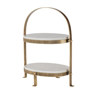 Belvedere Aged Gold Oval Two Tiered Stand - XShowhome Limited - Libra
