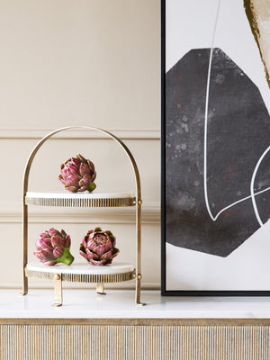 Belvedere Aged Gold Oval Two Tiered Stand - XShowhome Limited - Libra