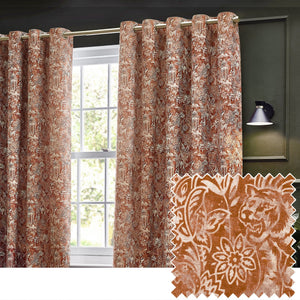 Bengal 117x137 Eyelet Curtains Amber - Canwell Interiors Limited - Riva