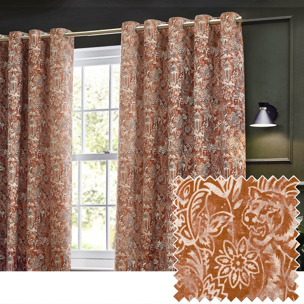 Bengal 117x137 Eyelet Curtains Amber - Canwell Interiors Limited - Riva