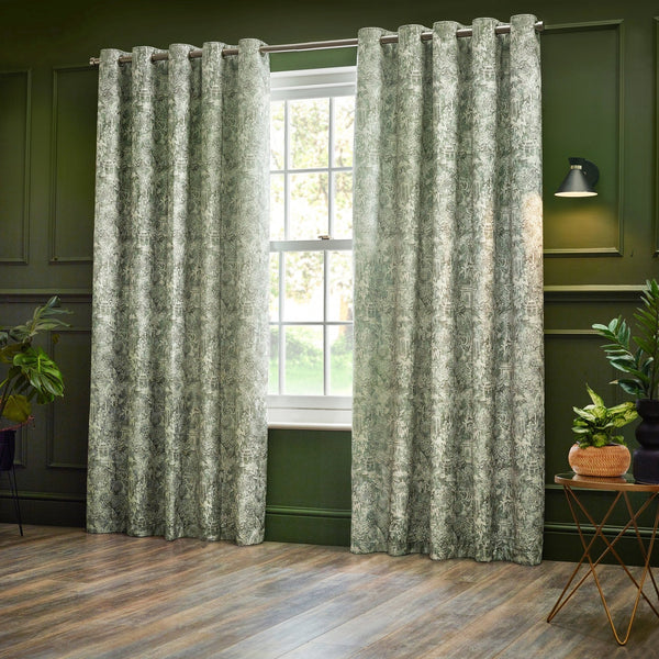 Bengal 117x137 Eyelet Curtains Sage - Canwell Interiors Limited - Riva