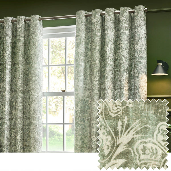 Bengal 167x137 Eyelet Curtains Sage - Canwell Interiors Limited - Riva