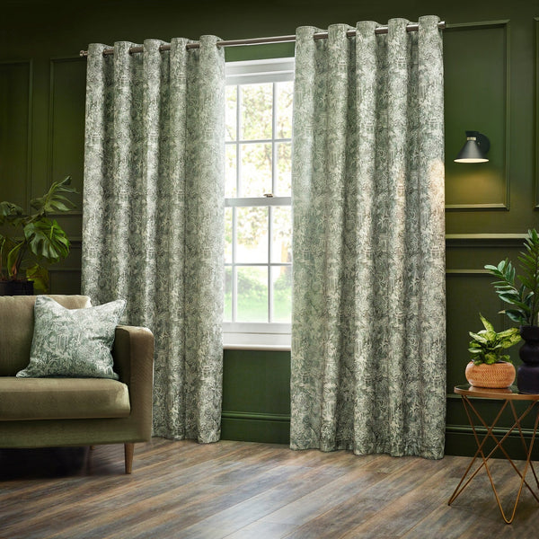 Bengal 167x137 Eyelet Curtains Sage - Canwell Interiors Limited - Riva