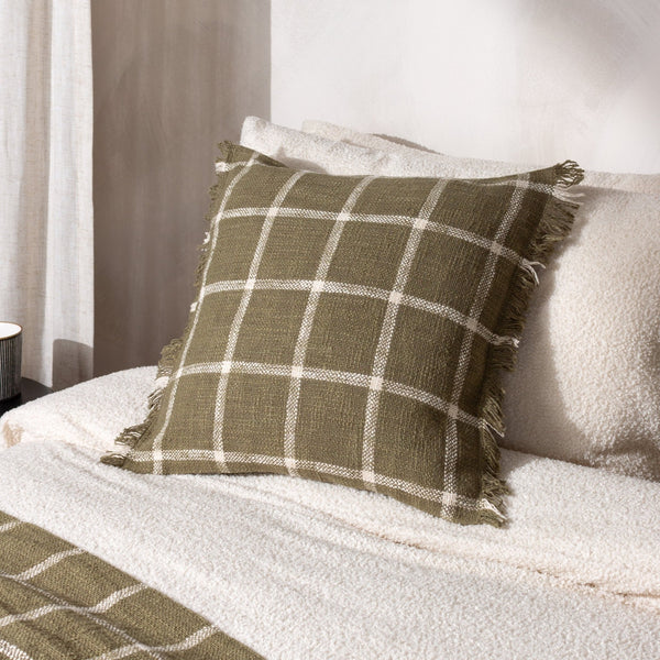 Beni 45x45 Feather Filled Cushion Moss/natural - Canwell Interiors Limited - Riva
