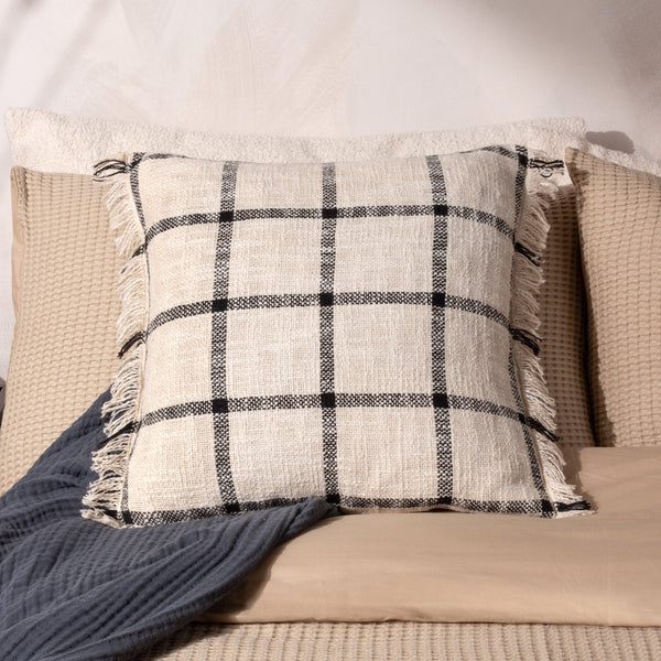 Beni 45x45 Feather Filled Cushion Natural/black - Canwell Interiors Limited - Riva