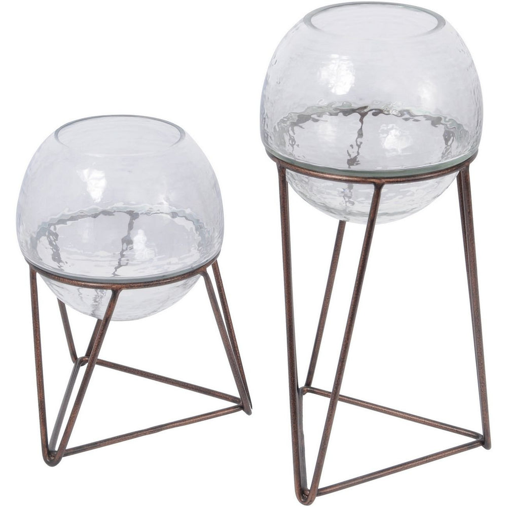 Bersa Medium Table Fishbowl Planter with Aged Copper Base - XShowhome Limited - Libra
