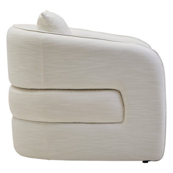 Bilani Cream Linen Effect Curved Chair - Canwell Interiors Limited - Xshowhome
