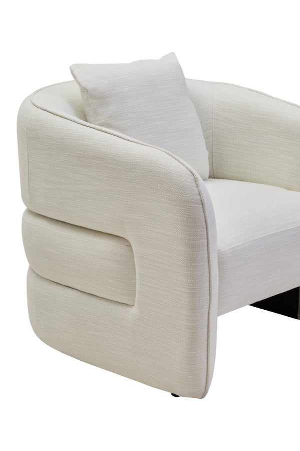 Bilani Cream Linen Effect Curved Chair - Canwell Interiors Limited - Xshowhome
