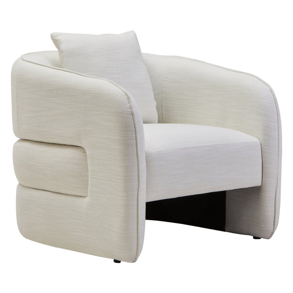 Bilani Cream Linen Effect Curved Chair - Canwell Interiors Limited - Xshowhome