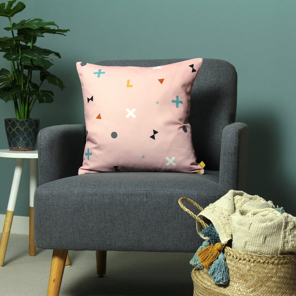 Bitsa 43x43 Feather Filled Cushion Blush - Canwell Interiors Limited - Riva