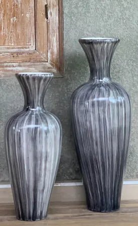 Black and White Stripe Flute Neck Vase - Canwell Interiors Limited - Wilde Java