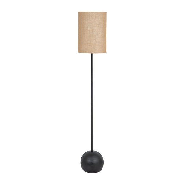 Black Cannon Floor Lamp With Hessian Shade - Canwell Interiors Limited - Hills