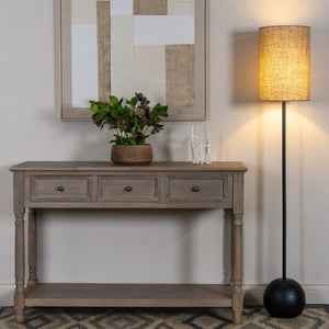 Black Cannon Floor Lamp With Hessian Shade - Canwell Interiors Limited - Hills