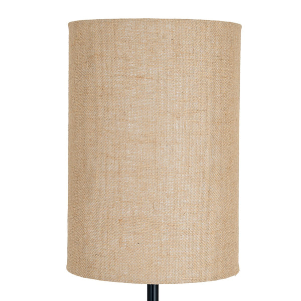 Black Cannon Floor Lamp With Hessian Shade - Canwell Interiors Limited - Hills