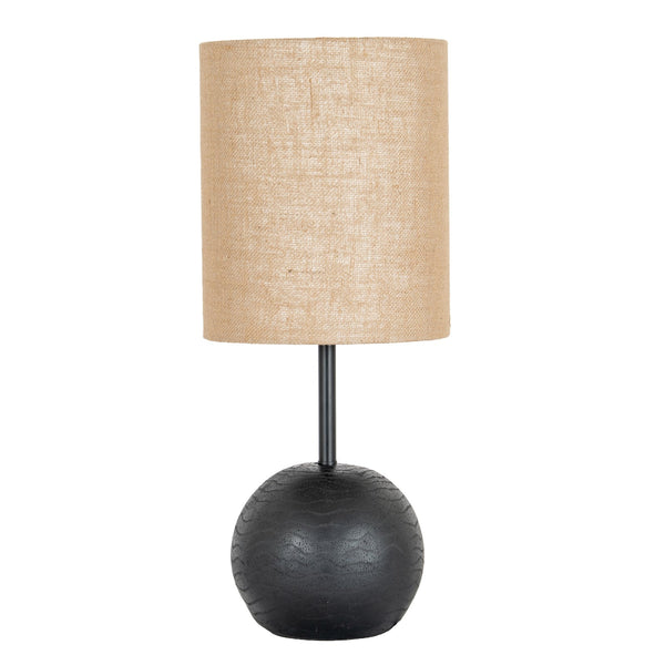 Black Cannon Table Lamp With Hessian Shade - Canwell Interiors Limited - Hills