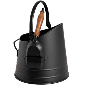 Black Coal Bucket with Teak Handle Shovel - Canwell Interiors Limited - Hills