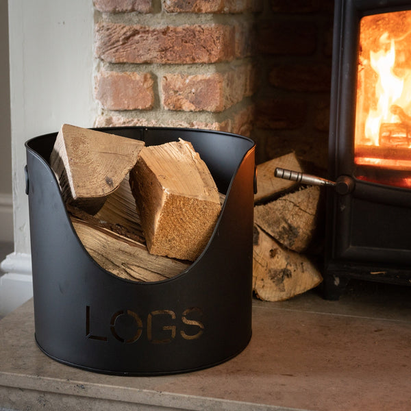 Black Finish Logs and Kindling Buckets & Matchstick Holder - Canwell Interiors Limited - Hills