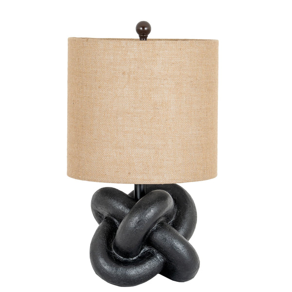 Black Knot Table Lamp With Hessian Shade - Canwell Interiors Limited - Hills