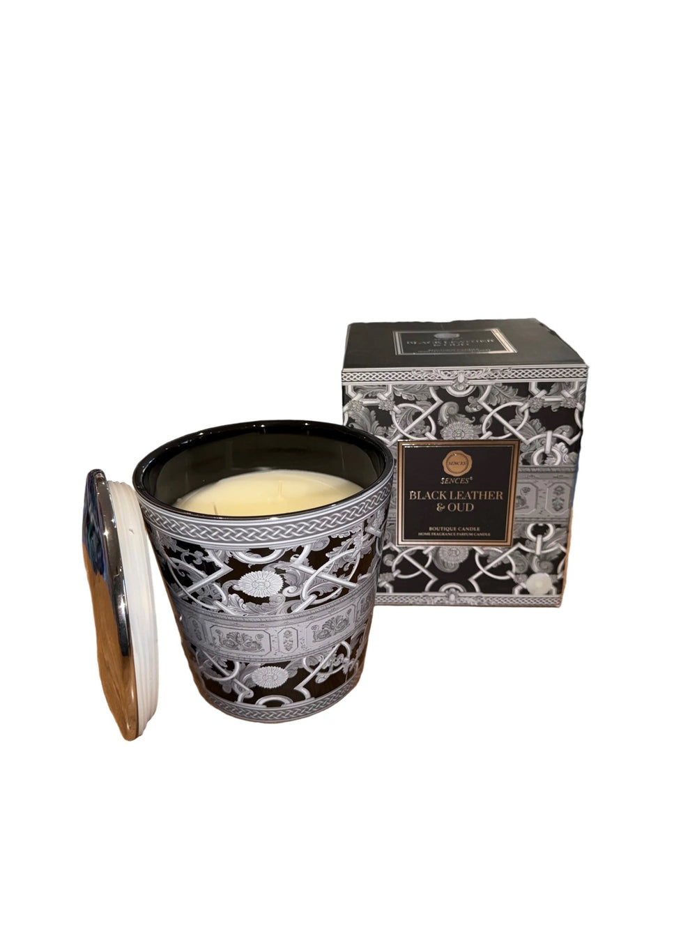 Black Leather & Oud Ribbed Candle