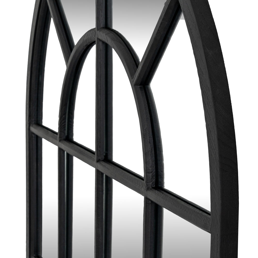 Black Wood Arched Window Mirror