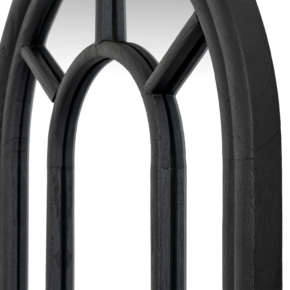 Black Wood Tall Arched Window Mirror