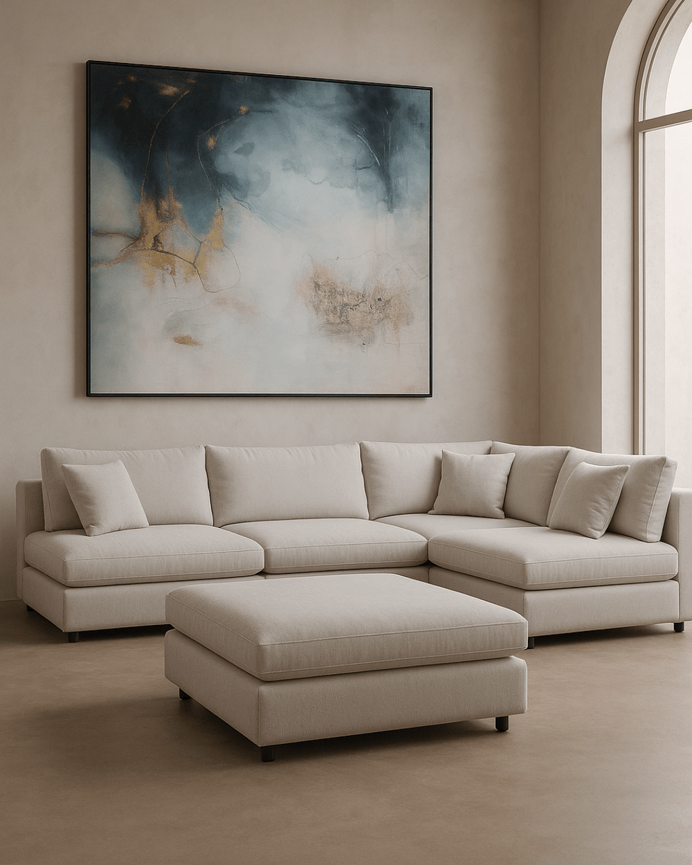 Blanco 5 Piece Modular Sofa - Avery Velour Cream - XShowhome Limited - Tommy Franks