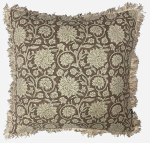 Block Printed Cushion Natural 45x45cms - Canwell Interiors Limited - Malini