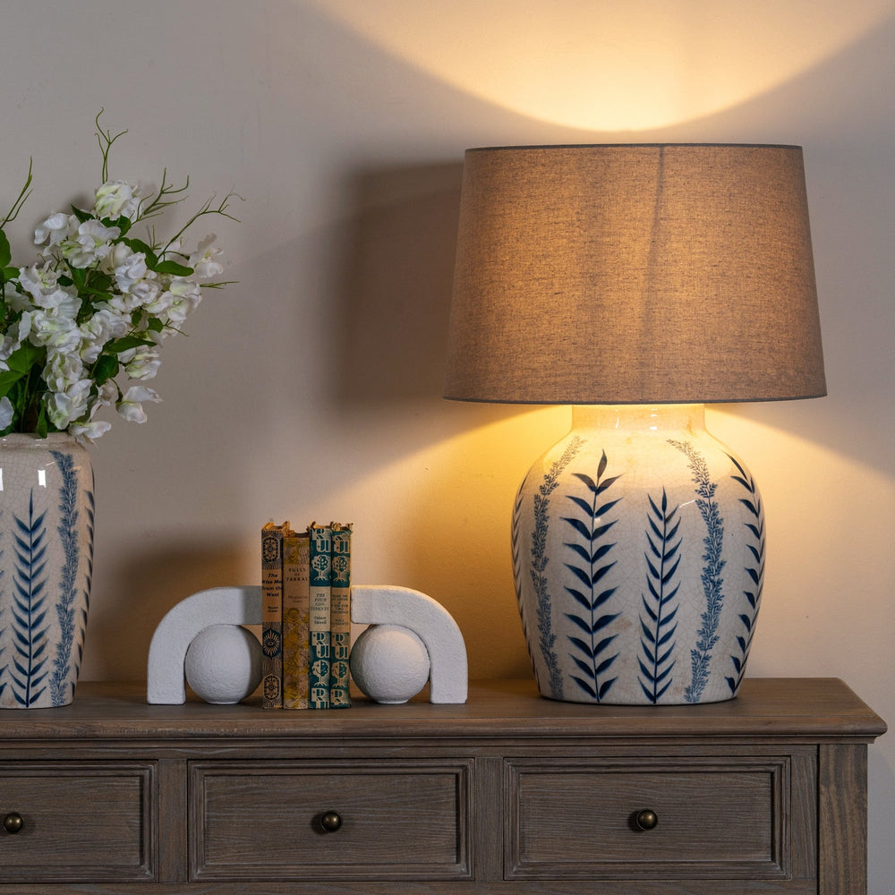 Blue Flora Ceramic Pot Lamp - Canwell Interiors Limited - Hills