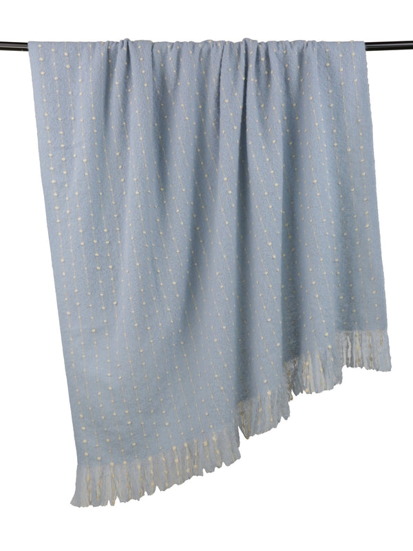 Blue Raise Dot Line Throw on Faux Mohair 130x180 - Canwell Interiors Limited - Malini