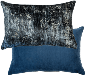 Blue Velvet Distressed Cushion 35x55 - Canwell Interiors Limited - Malini