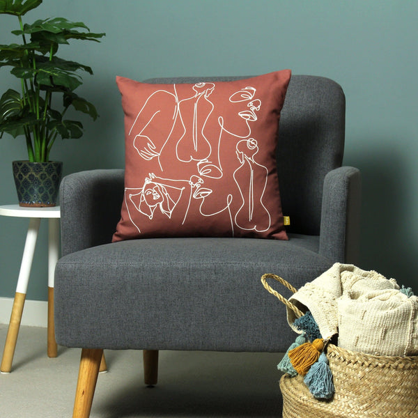 Bodyart 43x43 Feather Filled Cushion Clay Red - Canwell Interiors Limited - Riva