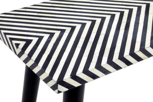 Boho Black and White Bone Inlay Console Table with Metal Legs - Canwell Interiors Limited - Xshowhome