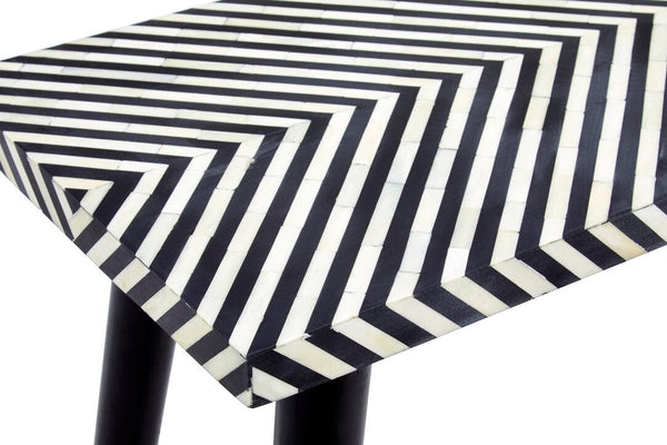 Boho Black and White Bone Inlay Console Table with Metal Legs - Canwell Interiors Limited - Xshowhome