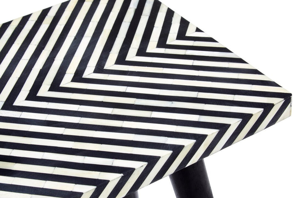 Boho Black and White Bone Inlay Console Table with Metal Legs - Canwell Interiors Limited - Xshowhome