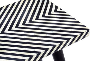 Boho Black and White Bone Inlay Console Table with Metal Legs - Canwell Interiors Limited - Xshowhome