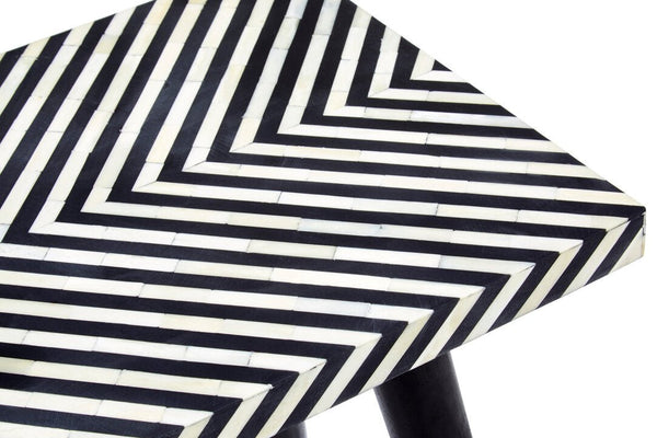 Boho Black and White Bone Inlay Console Table with Metal Legs - Canwell Interiors Limited - Xshowhome