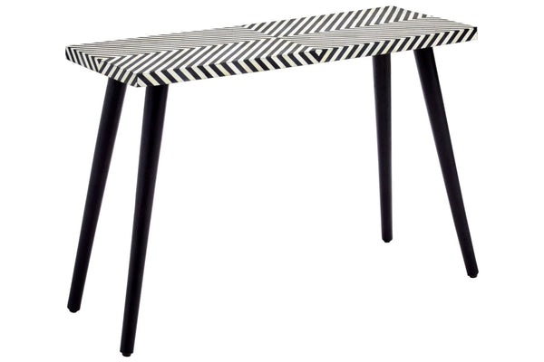 Boho Black and White Bone Inlay Console Table with Metal Legs - XShowhome Limited - Xshowhome