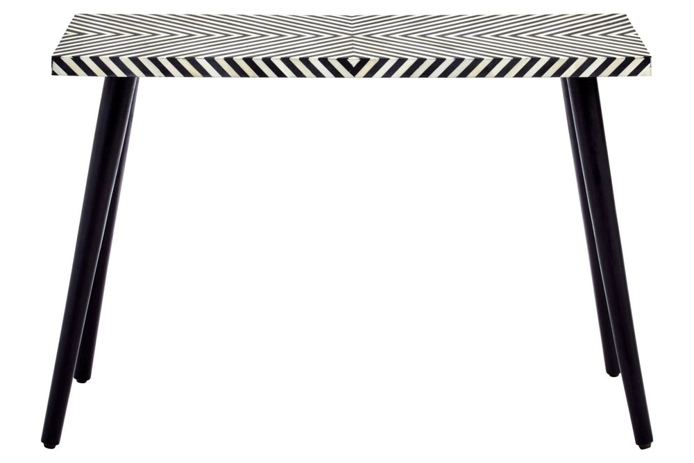 Boho Black and White Bone Inlay Console Table with Metal Legs - XShowhome Limited - Xshowhome