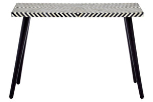 Boho Black and White Bone Inlay Console Table with Metal Legs - XShowhome Limited - Xshowhome