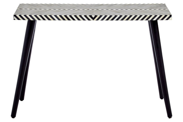 Boho Black and White Bone Inlay Console Table with Metal Legs - XShowhome Limited - Xshowhome