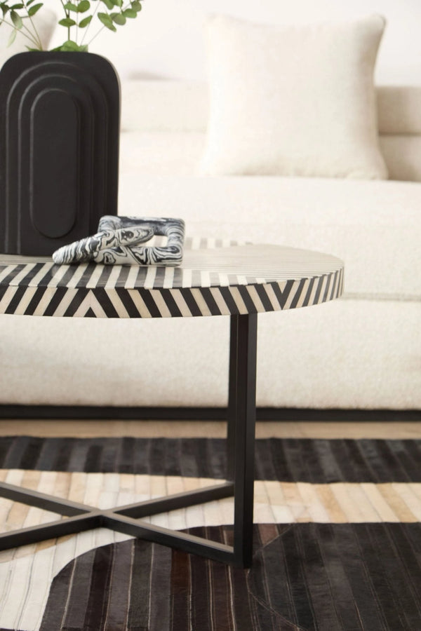 Boho Bone Inlay Coffee Table with Metal Legs - XShowhome Limited - Xshowhome