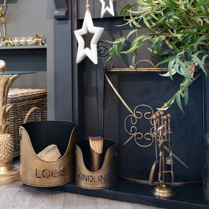 Bronze Finish Logs and Kindling Buckets & Matchstick Holder - Canwell Interiors Limited - Hills