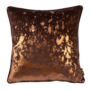 Bronze Foil Splash Cushion on Choc 45x45 - Canwell Interiors Limited - Malini
