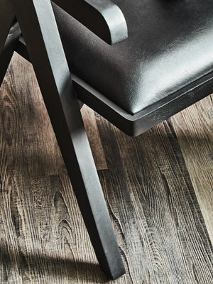 Buffalo Black Leather Chair With Wood Frame - Canwell Interiors Limited - Xshowhome