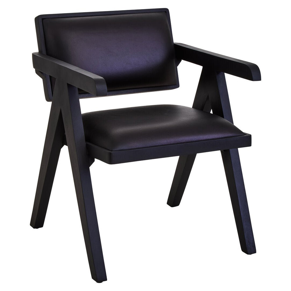 Buffalo Black Leather Chair With Wood Frame - Canwell Interiors Limited - Xshowhome