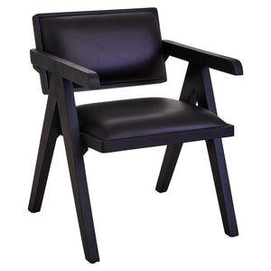 Buffalo Black Leather Chair With Wood Frame - Canwell Interiors Limited - Xshowhome